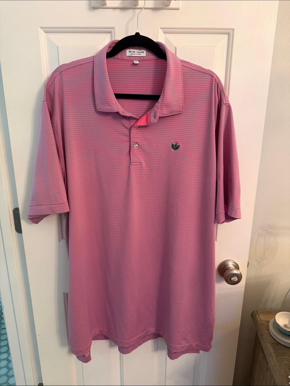 Peter Millar x The Olde Farm Pink Micro-Stripe Polo